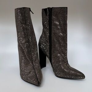 Aldo Shimmering Silver Heeled Boots